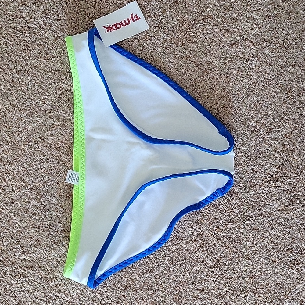Aerie White with Neon Trim Swim Bottom Size Small NWT
